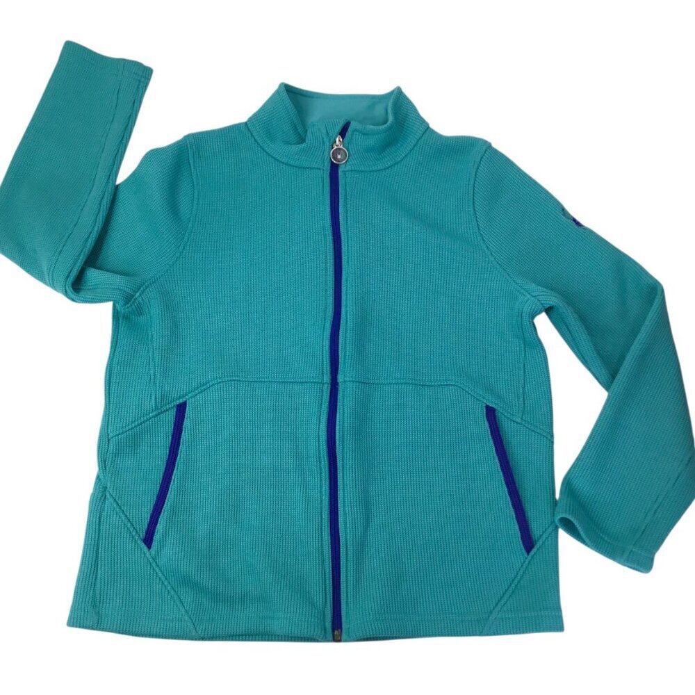 Spyder Endure Stryke Full Zip Sweater Knit Jacket Girls Size XL 18 Logo Teal